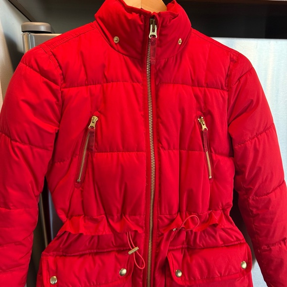 J. Crew Petite Chateau Puffer with Primaloft®. Size XXS, Red with gold hardware - Picture 4 of 16